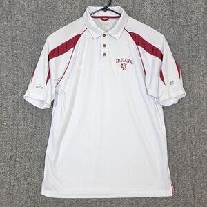 Indiana Hoosiers Polo Shirt Mens Large White NCAA Russell Athletic Pullover